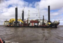 Continúa dragado de canal Martín García en fondos duros